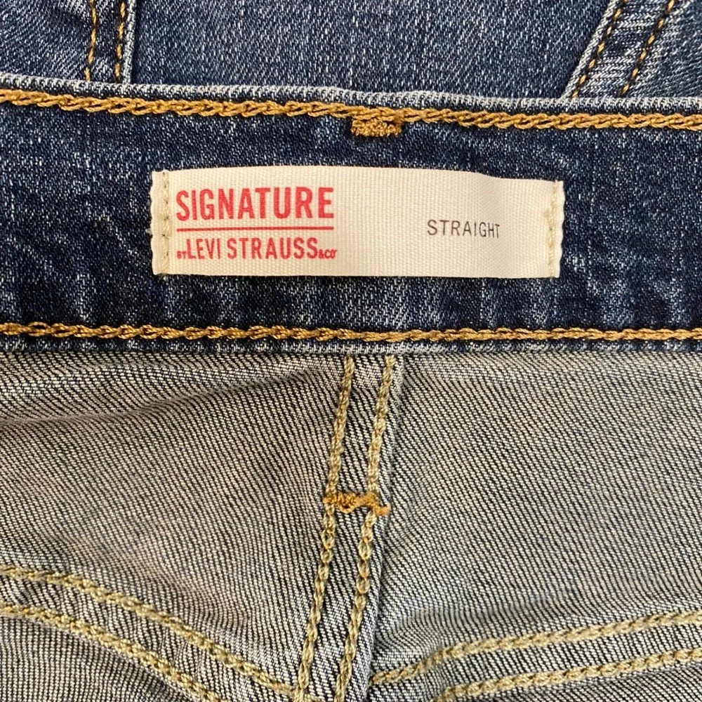 Signature by Levi Strauss Jeans Mens 36x32 Blue Straight Fit WaterLess Denim